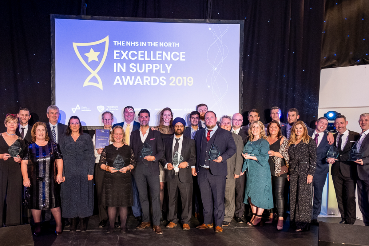 Winners on stage at the NHS in the North Excellence in Supply Awards Ceremony 2019