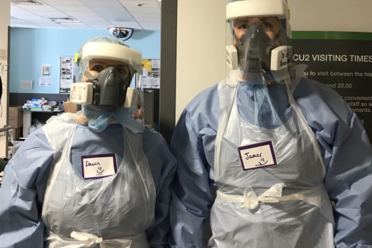 Staff in Salford Critical Care using protective visors