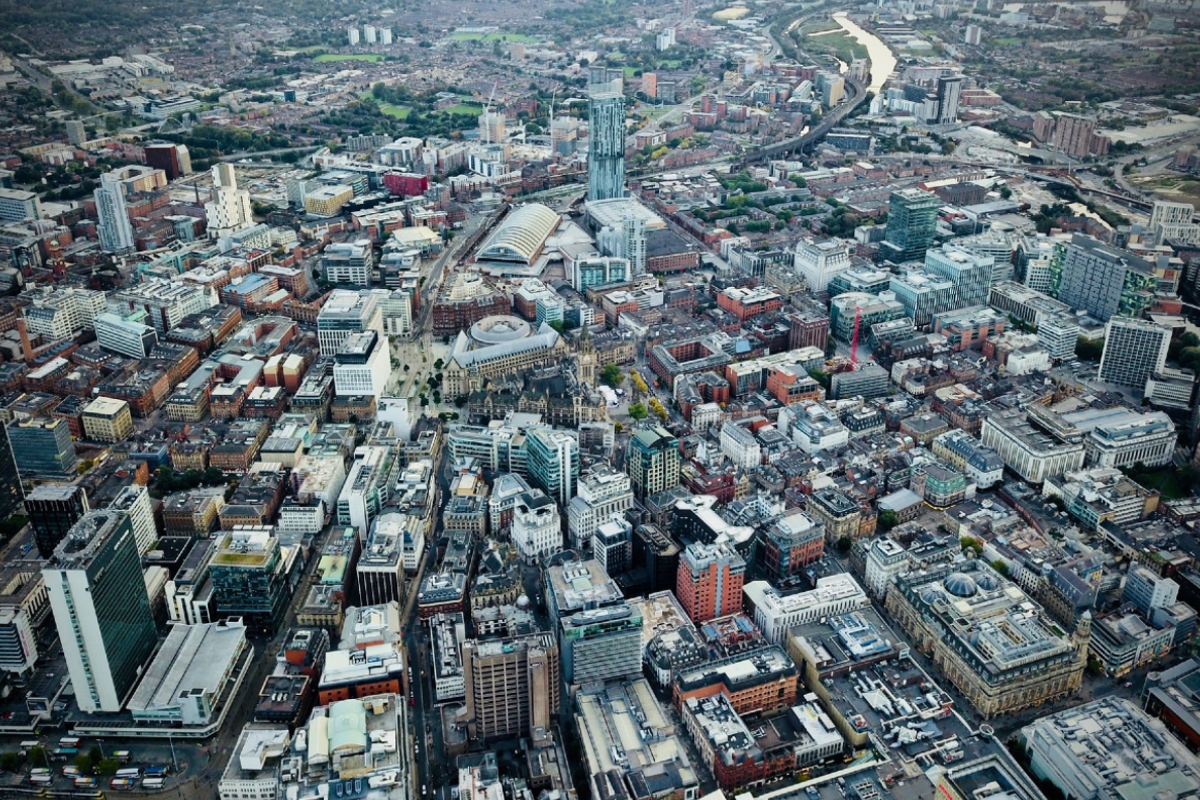 An aerial shot of Manchester.