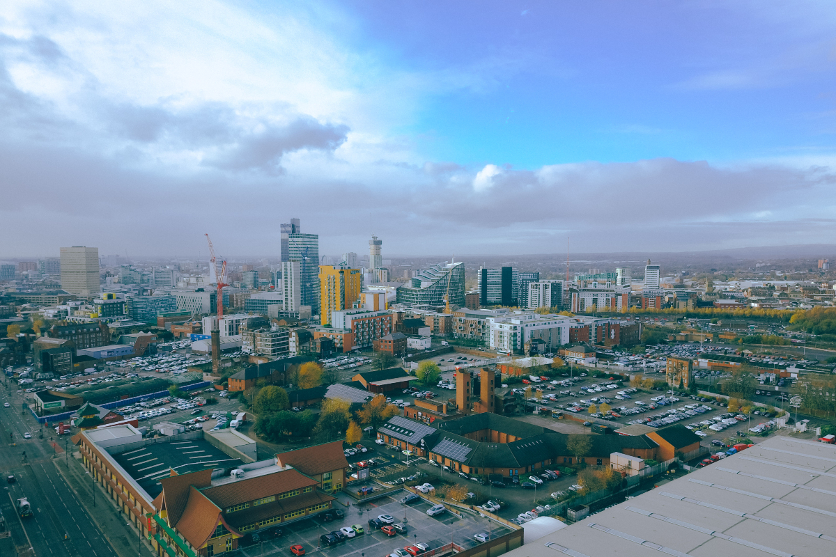 An aerial view of Greater Manchester.