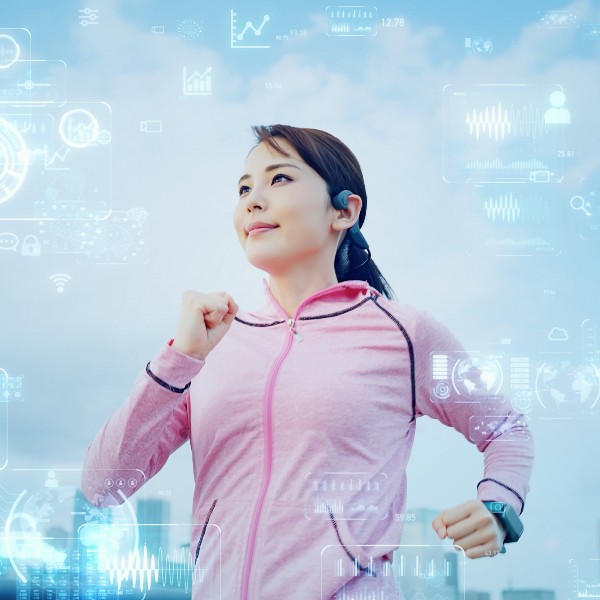 Sports and technology concept. Sports-tech. Wearable computing.