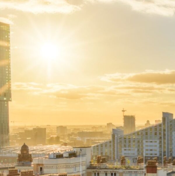 Sun rises over Manchester city centre