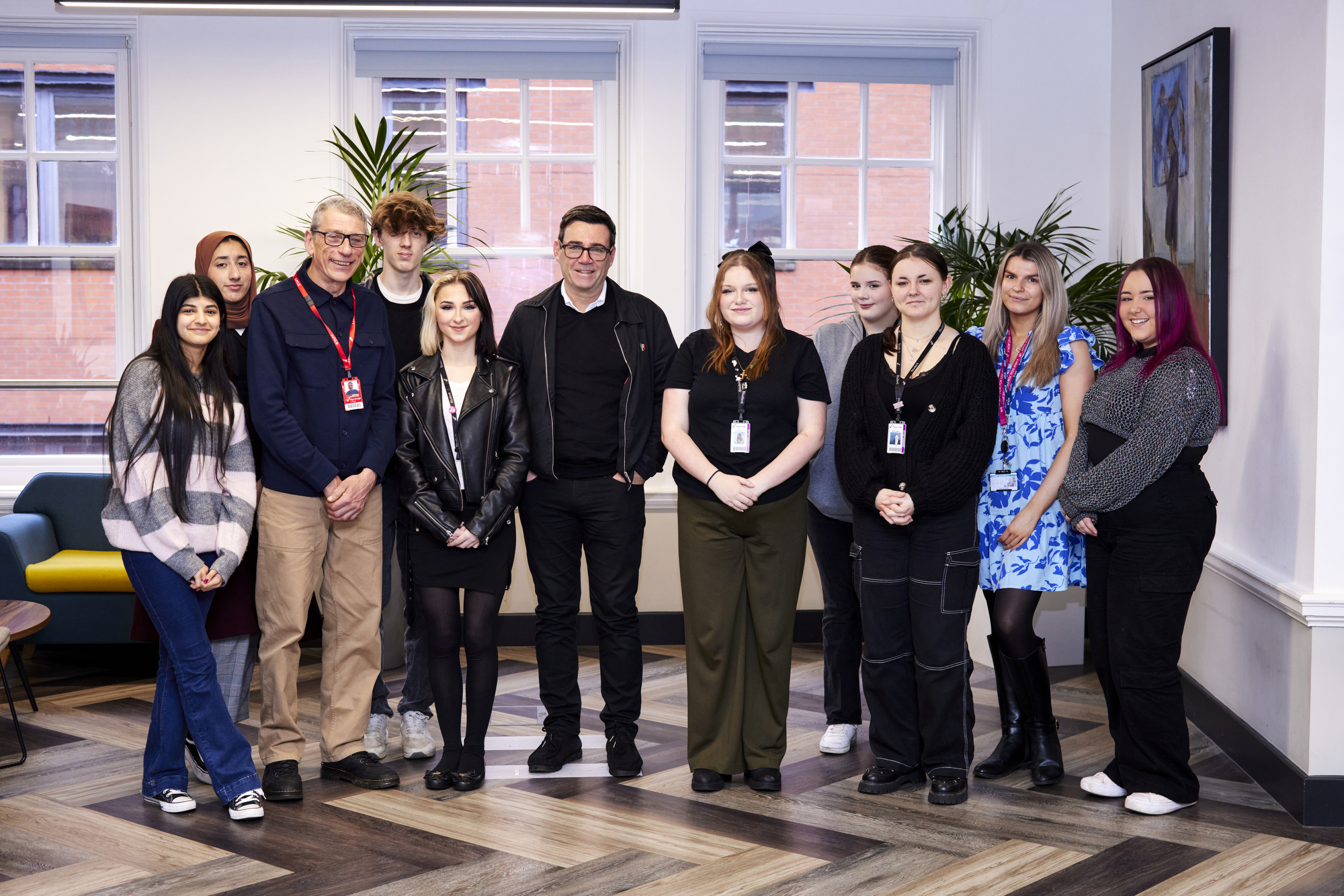 Greater Manchester Chamber of Commerce with Andy Burnham and eight colleges from across Manchester take about careers for young people in gtr Manchester. Pictured Andy meeting people before the event